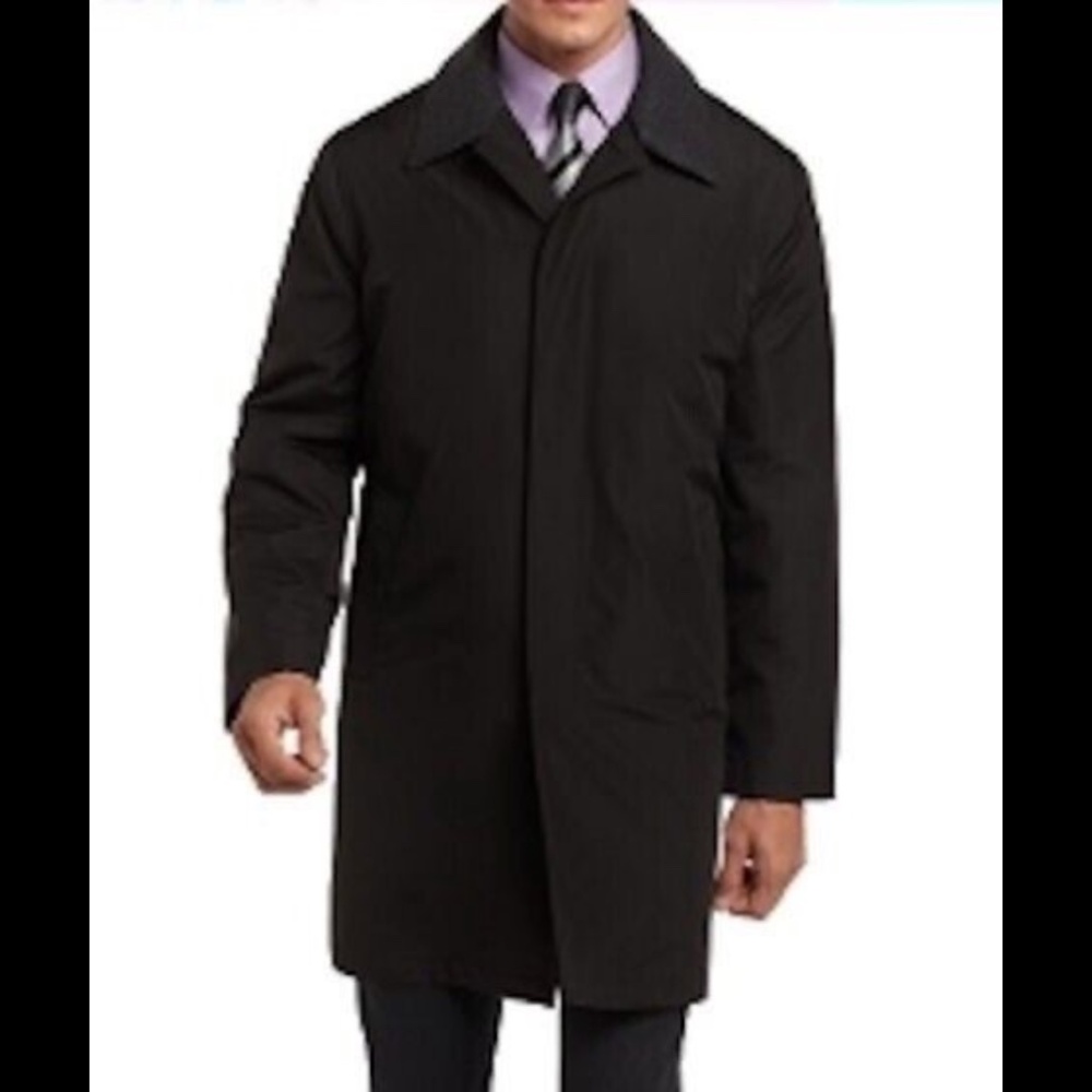 Ralph Lauren Black Raincoat 54R Big Tall Trench Coat Removable Liner - Picture 2 of 12